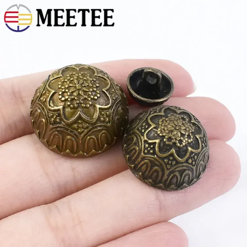 20 pz Meetee 12-23mm Metallo Bronzo Intagliato Retro Bottoni Fungo per Camicia Giacca Cappotto Cucito Abbigliamento Scrapbook Accessori D2-6