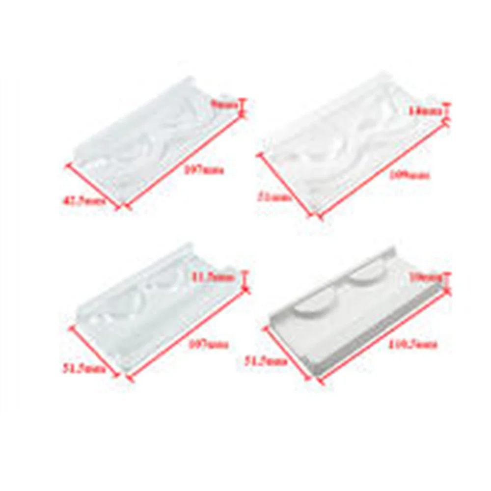 50 Pieces Of White Transparent Eyelash Plastic Empty Tray Compact Rectangular 25mm Mink Eyelash Holder Cosmetic Storage Box