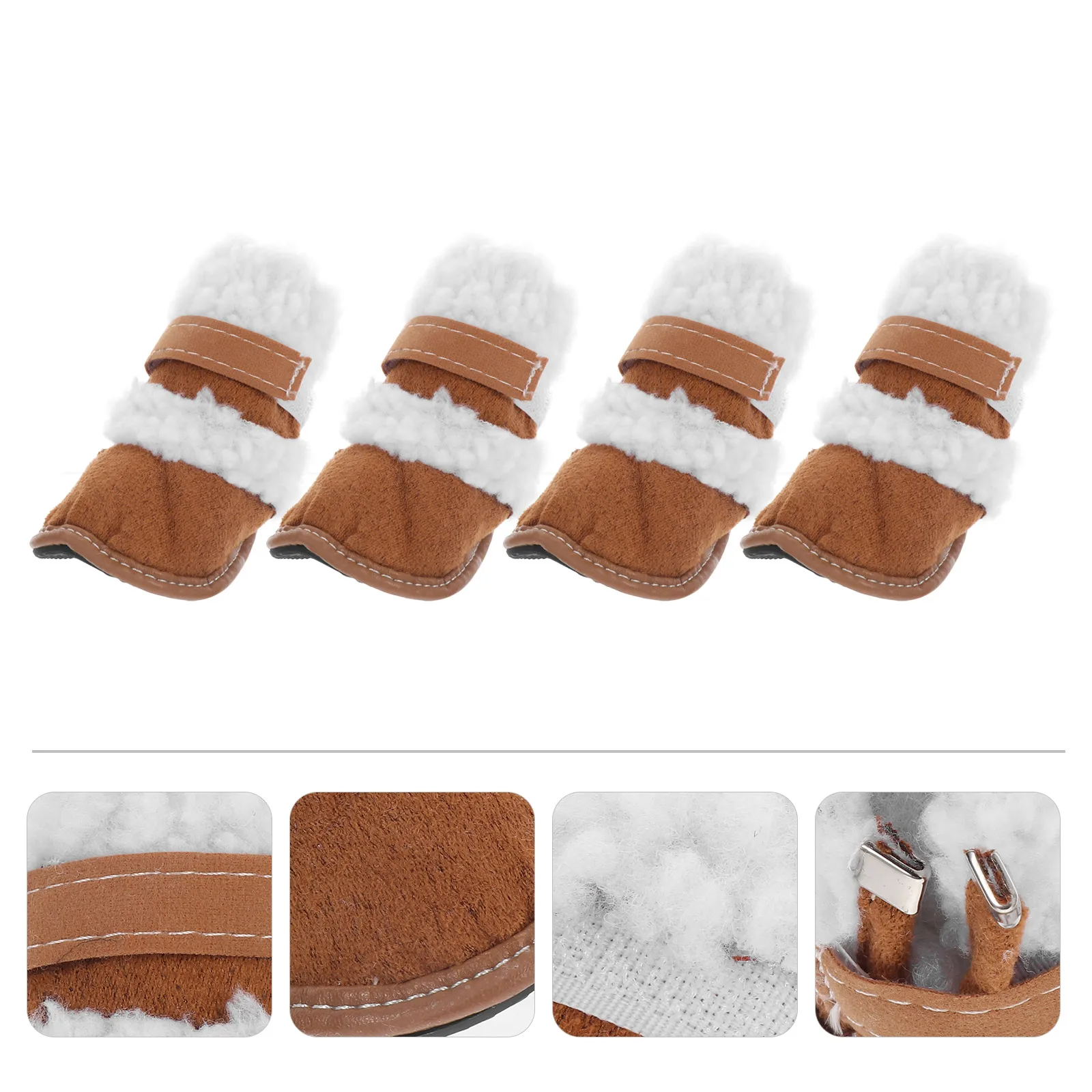

Pet Winter Boots 2 Pairs Snowshoes Short Paw Protectors Sherpa Dog Puppy Anti Slip Sole Dry Clean Warm Outdoor Hiking Shoes
