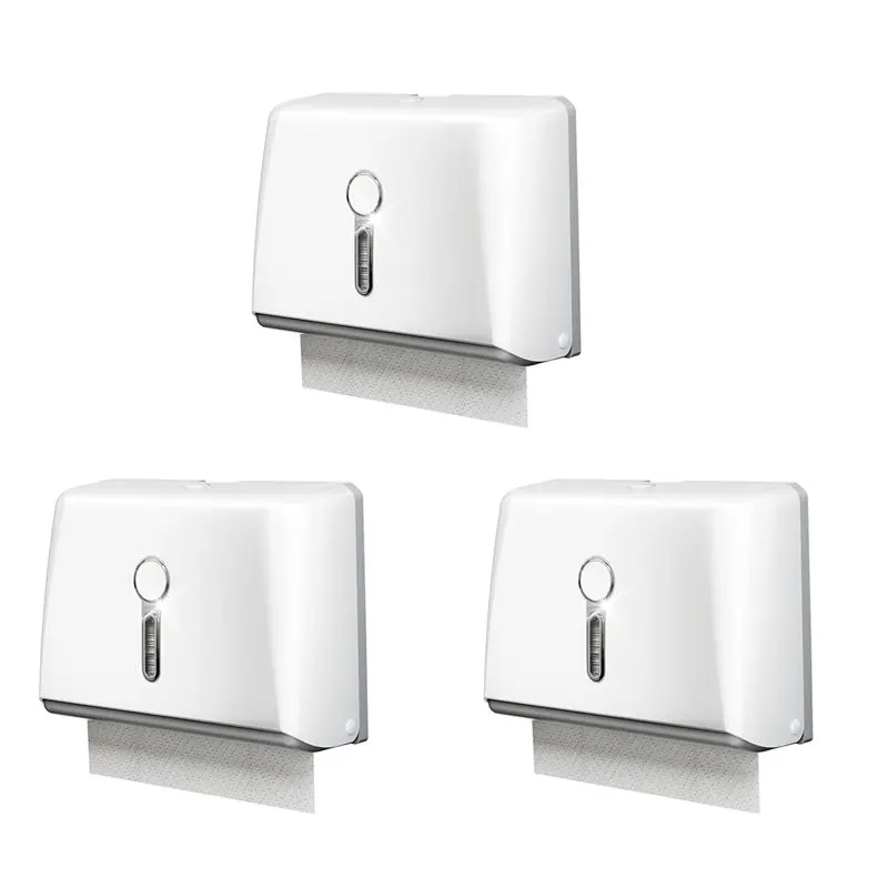 3X Commercial Paper Towel Dispenser Wall Mount With Key Pack No Drilling Or Screws Install For Bathroom Restroom Kitchen