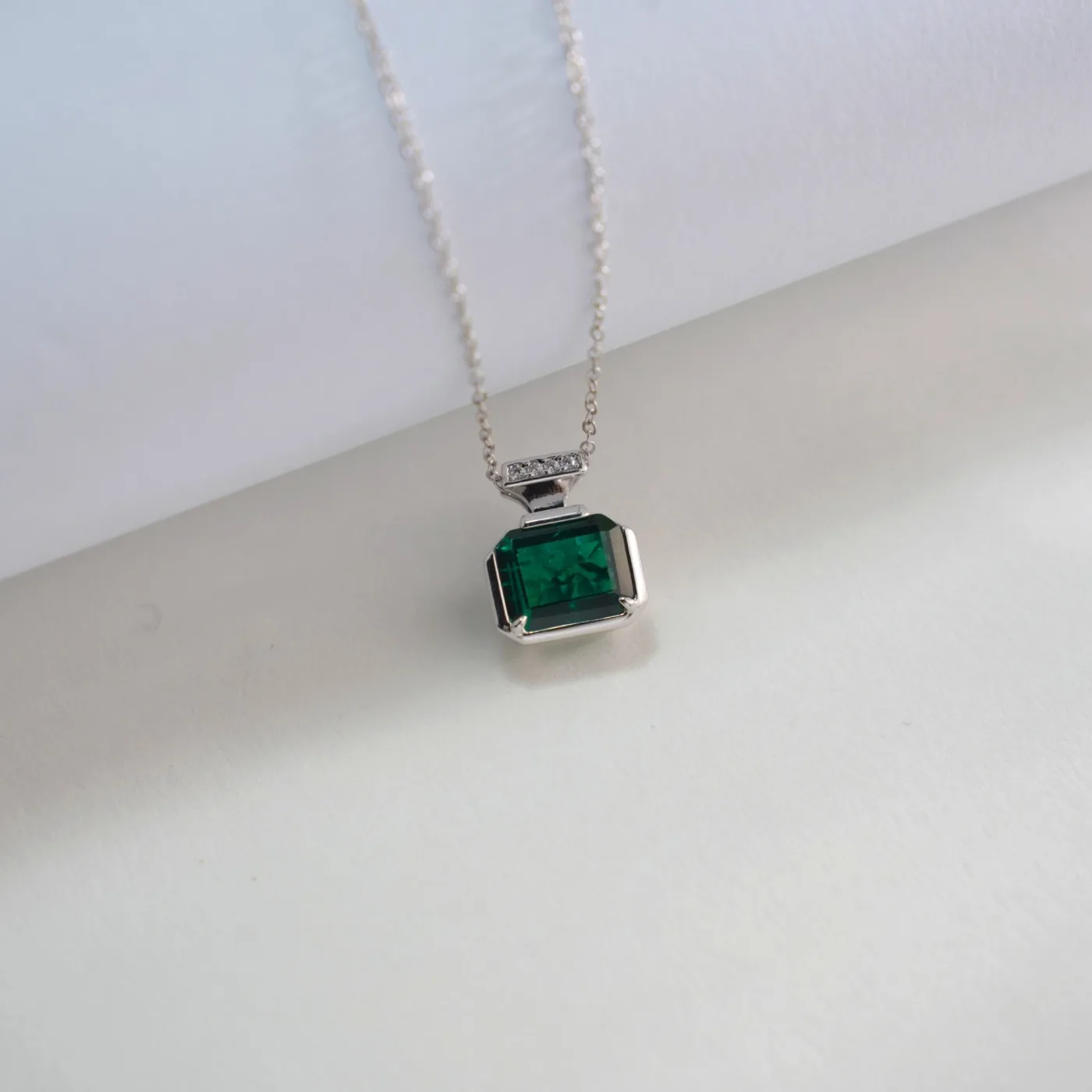 MUSHAN Luxury Jewelry 925 Sterling Silver Chain Pendant Necklace Lab Grown Emerald Ruby Gemstones Necklaces Pendants GRC Jewelry view 5