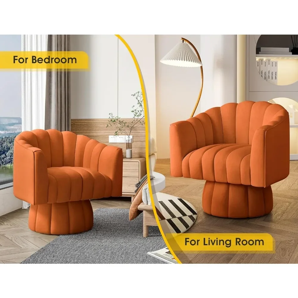 Silla giratoria de mediados de siglo para sala de estar, sillas de café de 360 grados, para dormitorio, oficina, color naranja