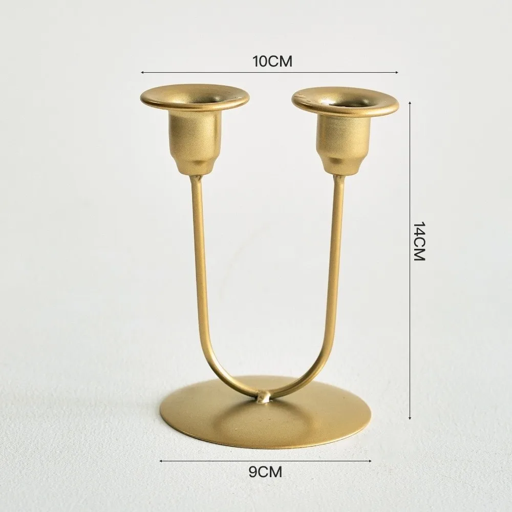 Romantic Tabletop Candle Holders U-shaped Double Headed Candlelight Dinner Props Ornament Metal Candle Stand For Wedding Party