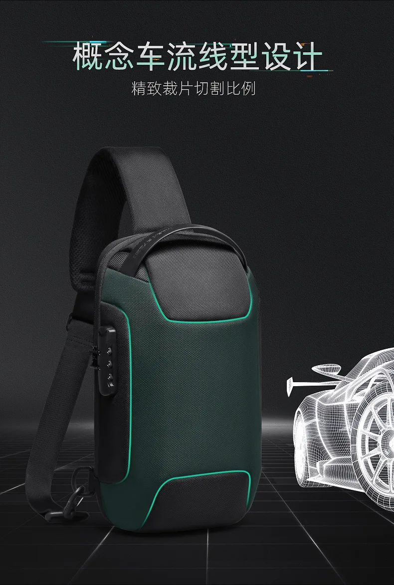 Mark Ryden Chest Bag Anti-thief Men Crossbody Bag Waterproof Shoulder Bags USB Charging Short Trip For Male Travel Pack