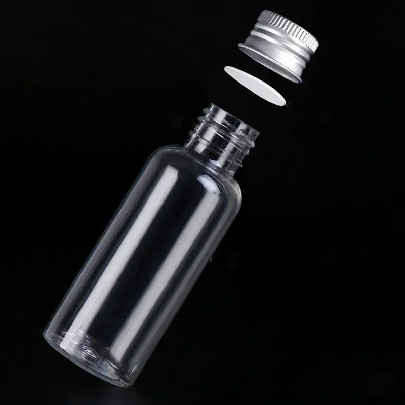 10Pcs 5ml-250ml Reusable Plastic Bottles With Aluminum Screw Lids Portable Mini Sample Bottle Travel Cosmetic Water Containers