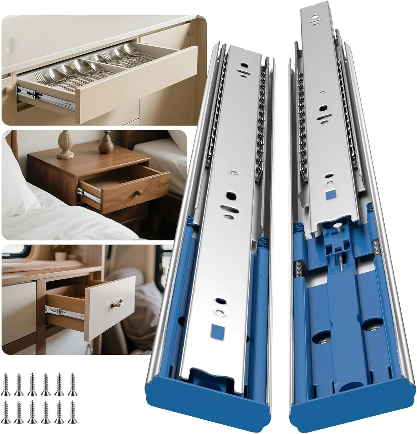 

Soft Close Drawer Slides 12 Inch, 1 Pair 100lb Capacity Full Extension Ball Bearing Side Mount Rails for Kitchen Cabinet