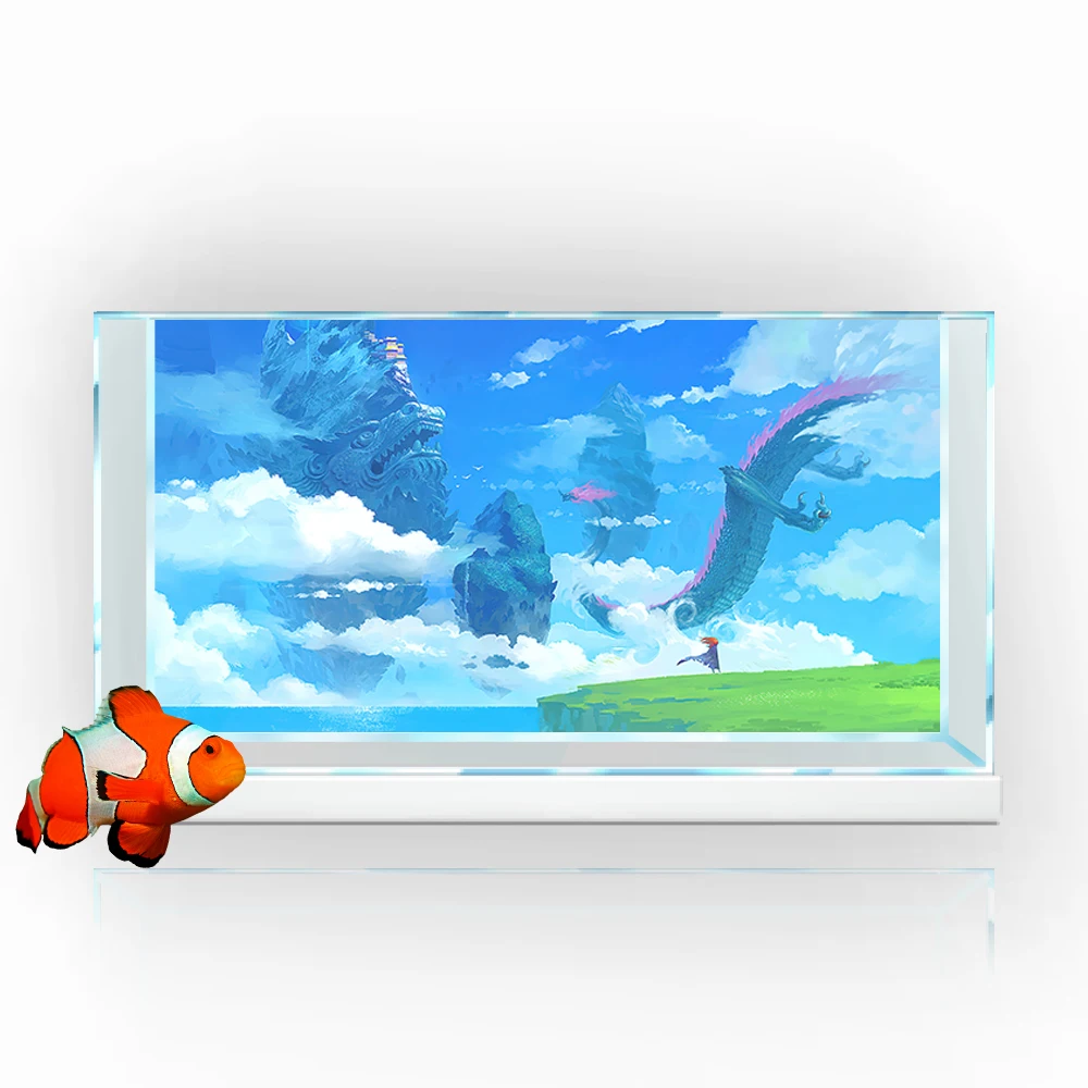 Fish Tank Background Sticker, Dragon Fantasy Sky Clouds HD Printing Wallpaper Aquarium Backdrop Decorations PVC