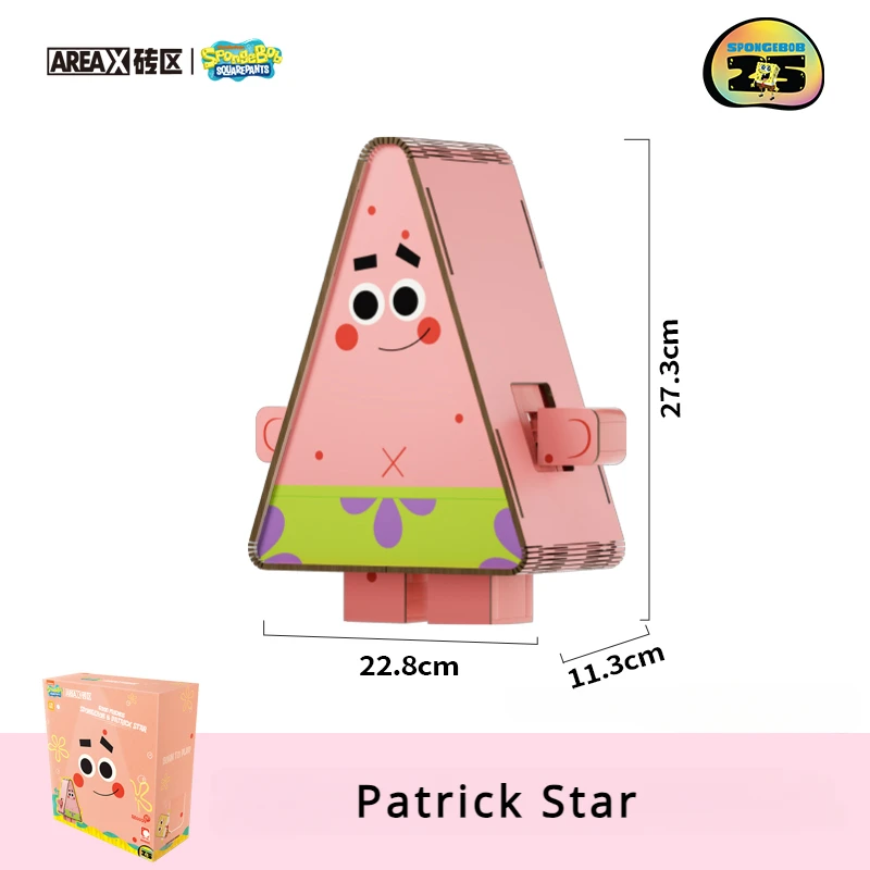 Gloednieuw In Doos AREA-X Spongebob Squarepants 25-jarig Jubileum Bouwstenen Patrick Star Houten Puzzel Speelgoed Cadeau Ornamenten