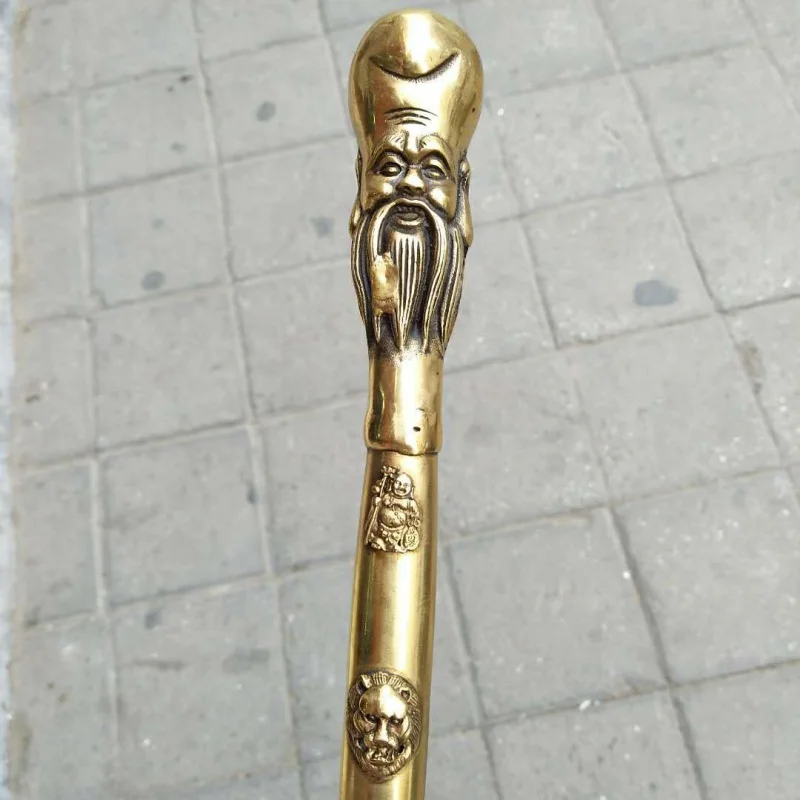 Factory Wholesale Antique Miscellaneous Brass Crutches Retro Antique Birthday Star Cane for the Elderly Faucet Walking Stick New