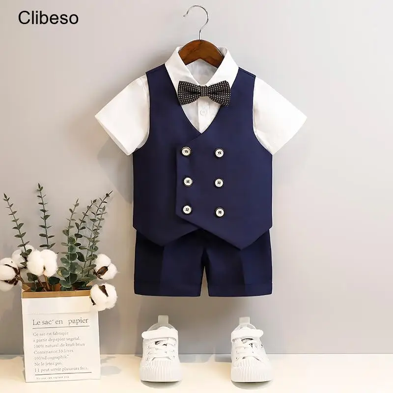 

2024 Clibeso Formal Party Costume for Boys Kids Gentleman Clothes Suit Set Children 1st Birthday Wear Infants Photography Outfit