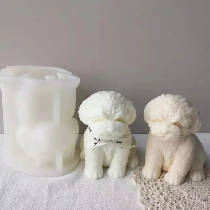 AT0123 DIY Wax Candle Making Beagle Dog Shape Soap Resin Mould Teddy Puppy Candle Silicone Mold