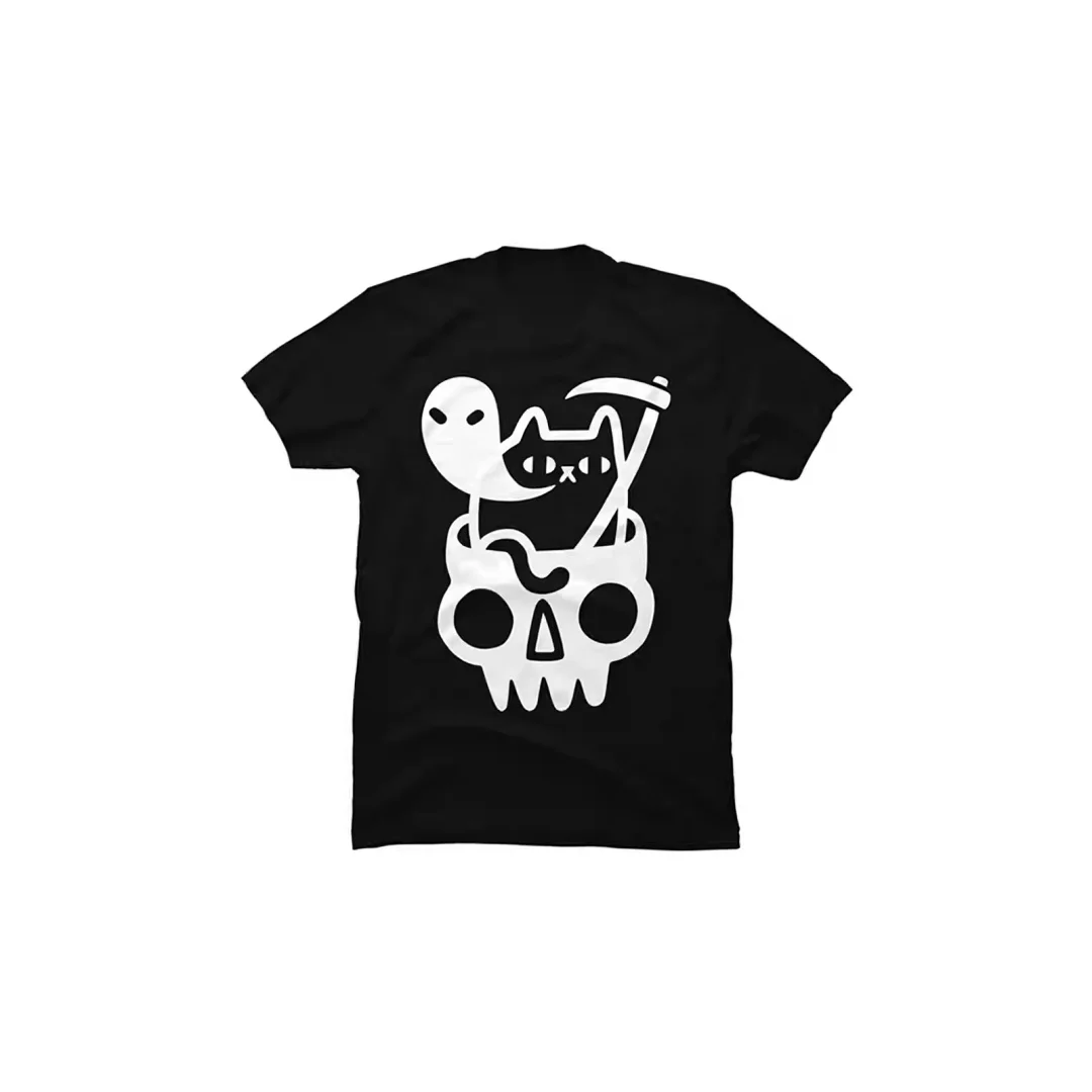 Футболка с рисунком Cat Death God на Хэллоуин, 3d принт, быстросохнущая, дышащая, удобная мужская и женская футболка Y2K для отдыха