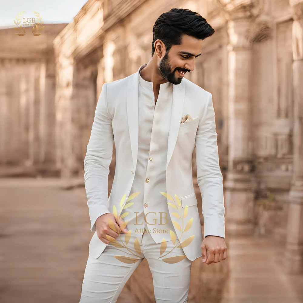 

Men's Custom 2-Piece Wedding Suit, Stand Collar Blazer & Tailored Trousers for Groom, Formal Ceremonies & Special Events