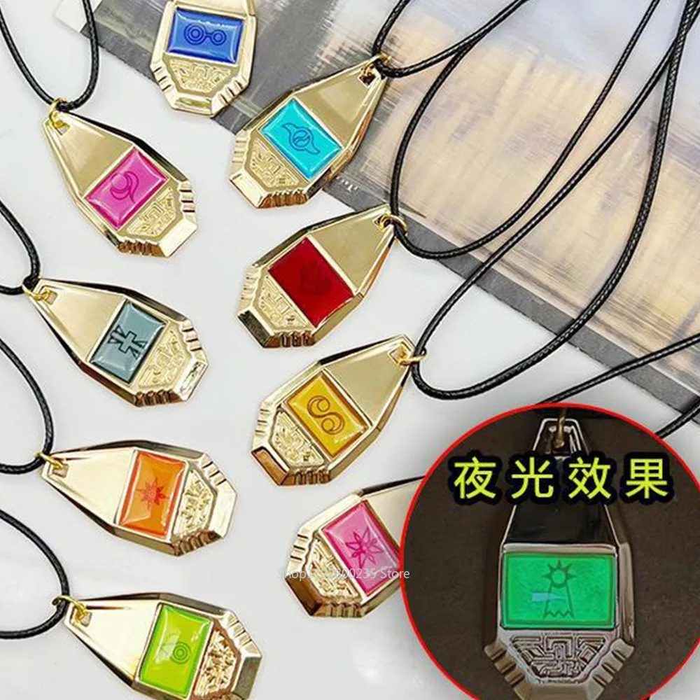 Anime Digital Monster Luminous Necklace Digimon Adventure Emblems Pendant Metal  Necklaces Fashion Jewelry Halloween Gifts