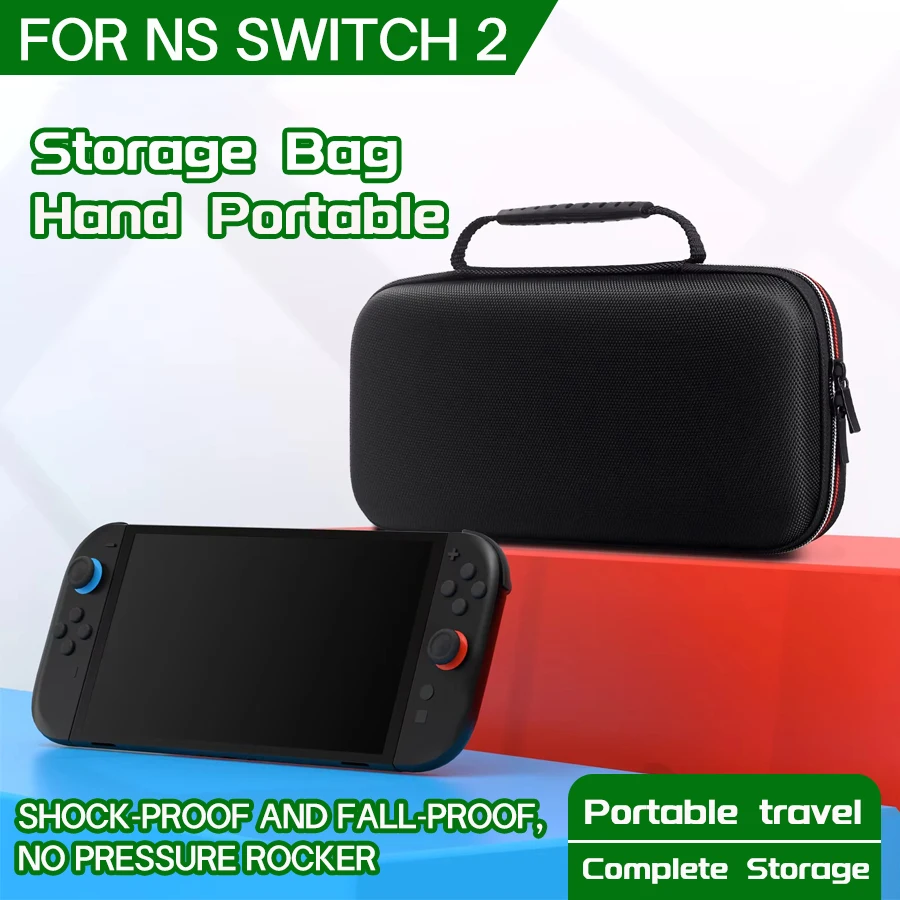 

Новый дорожный жесткий чехол NS Switch 2 2025 года, портативный защитный чехол с 12 слотами для игровых карт и местом для хранения аксессуаров для контроллера, ударопрочный и устойчивый к падениям. Игровые аксессуары