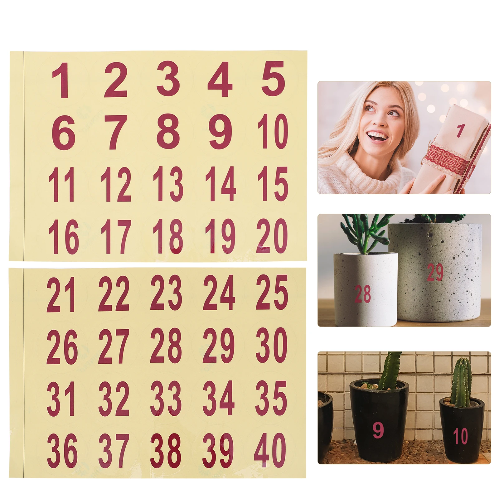 

2 Sheets Round Number Pasters Large Size Waterproof Adhesive Stickers Easy Use for Clothes Garden Flower Pot Marking