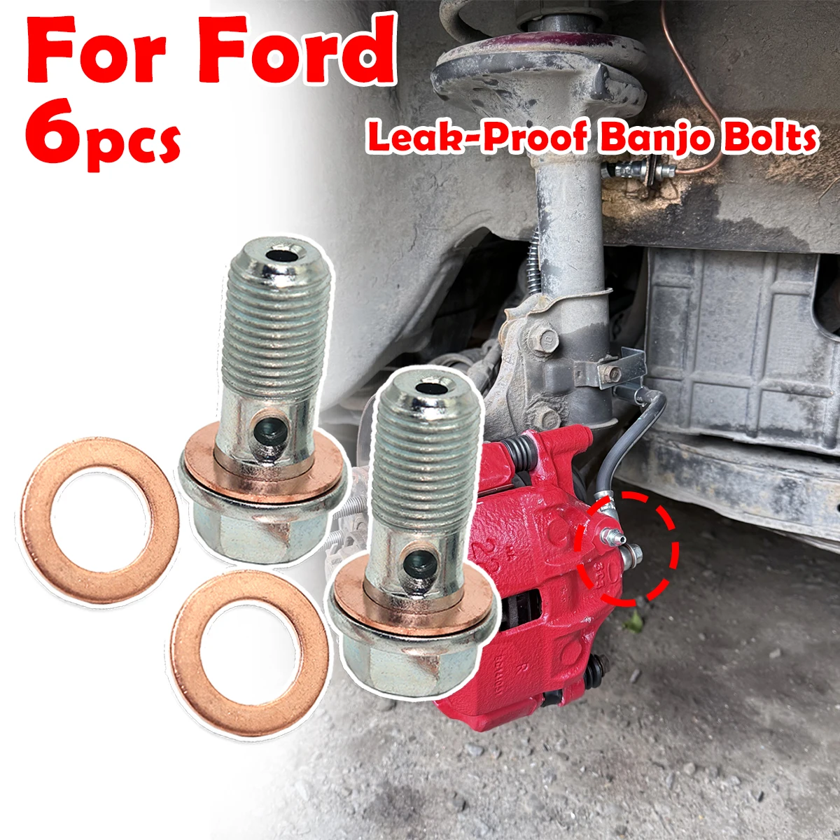 

1/2kit Rear Left Right Caliper Hose Lines Banjo Bolts Copper Sealing Washers For Ford Transit MK4 MK5 1991 1992 1993 1994-2000