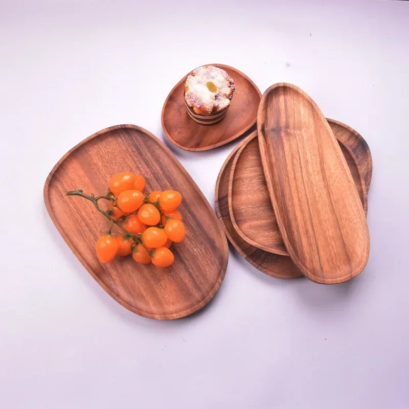 

Тарелка из Южноамериканского ореха, японская тарелка с фруктами из цельного дерева, закуска, нерегулярный бытовой чайный поднос, деревянный поднос