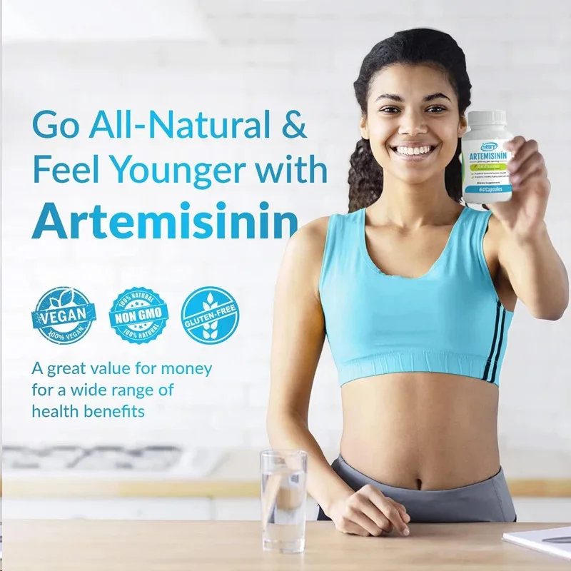 Kapsul Vegetarian Artemisinin 60-ekstrak Artemisia manis-Vegetarian dan Non GMO -5 mg bioperin ditingkatkan penyerapan