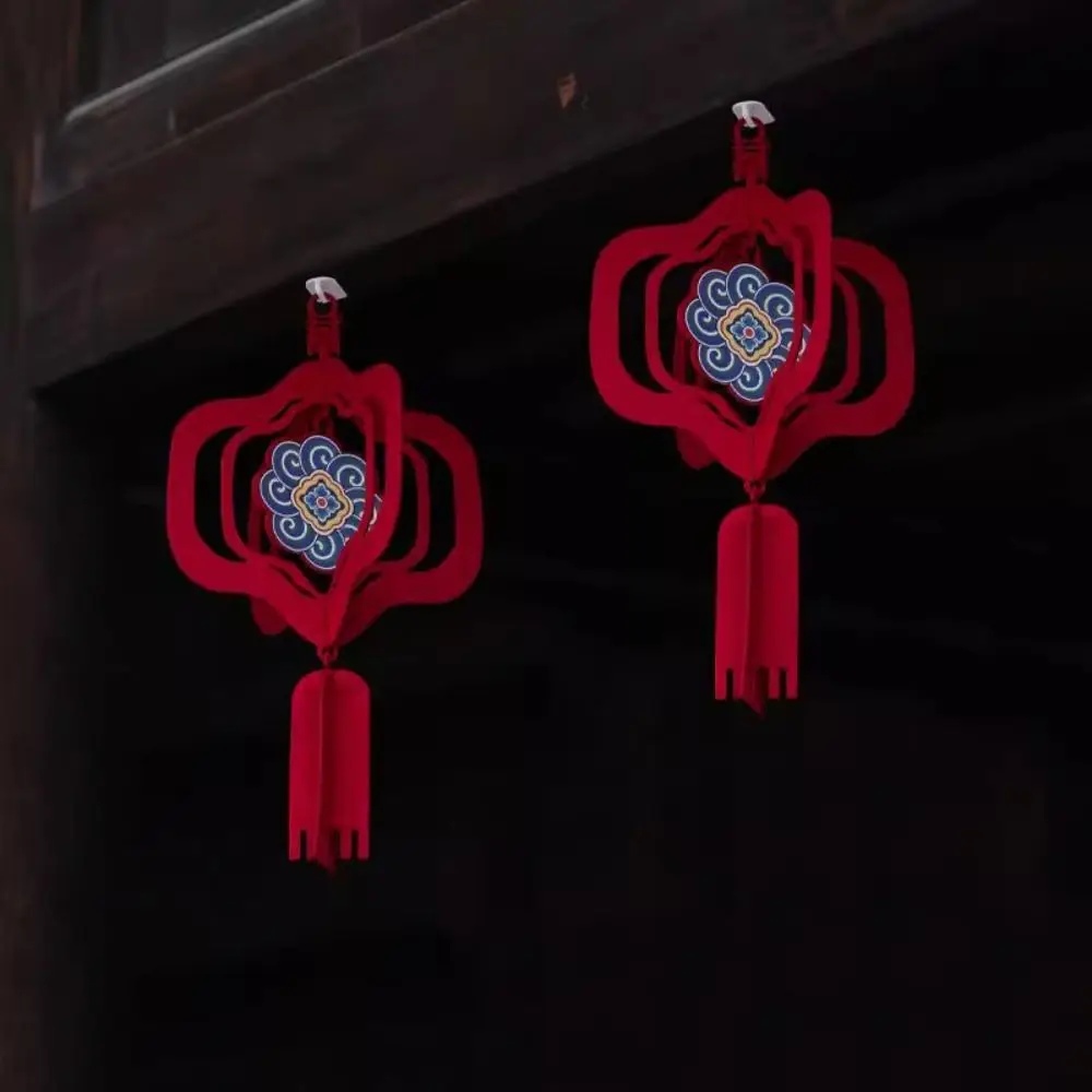 Non-woven Chinese New Year Ruyi Lantern Red 3D Spring Festival Hanging Ornaments with Hook Traditional Pendant Wedding