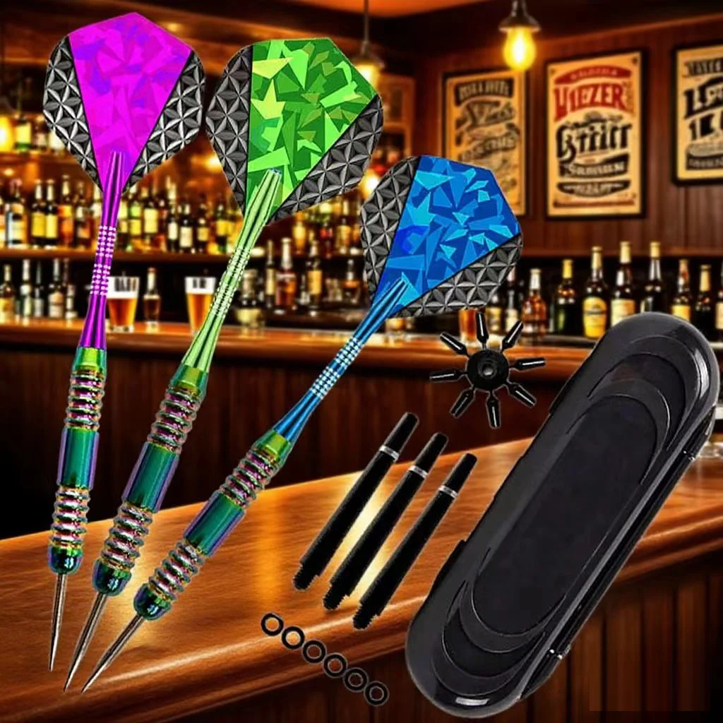 

3pcs Professional Competition Dart 25g Heavy Steel Needle Point Dart Rainbow Barrel Darts with Nylon Shaft for Bar Club Game