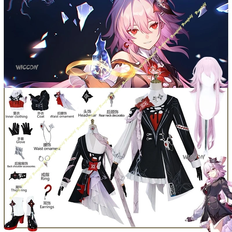 

Костюмы для косплея Honkai: Star Rail, костюм 7 марта, парик для девочек, женское платье, одежда, головные уборы, игровое пальто, аксессуары, Рождество, Хэллоуин