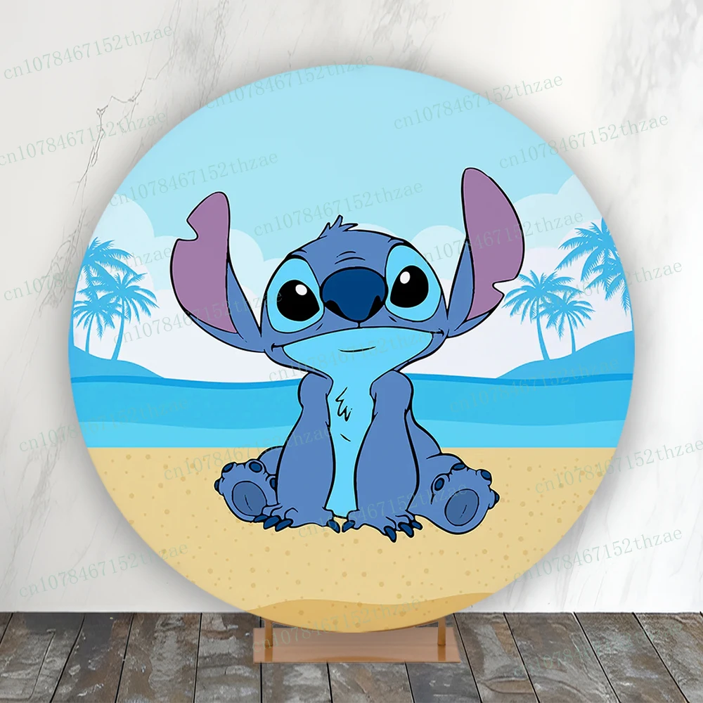 Lilo & Stitch Birthday Party Photo Backdrop Baby Shower Photography Backdrop Round&Cylinders Plinth Covers Photo Background