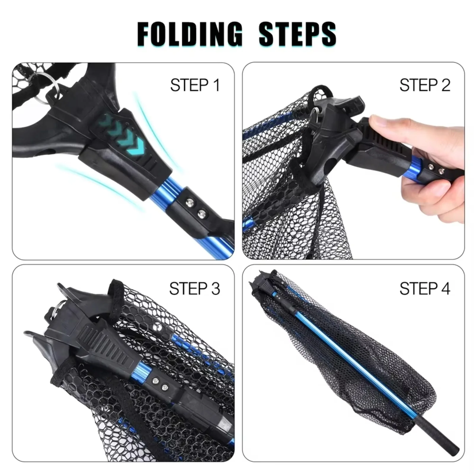 Goture Telescopic Fishing Landing Net 1.02M 1.65M 2.2M , Rubber Mesh Design,Folding Easy To Catch Safe Catching Releasing - view 5
