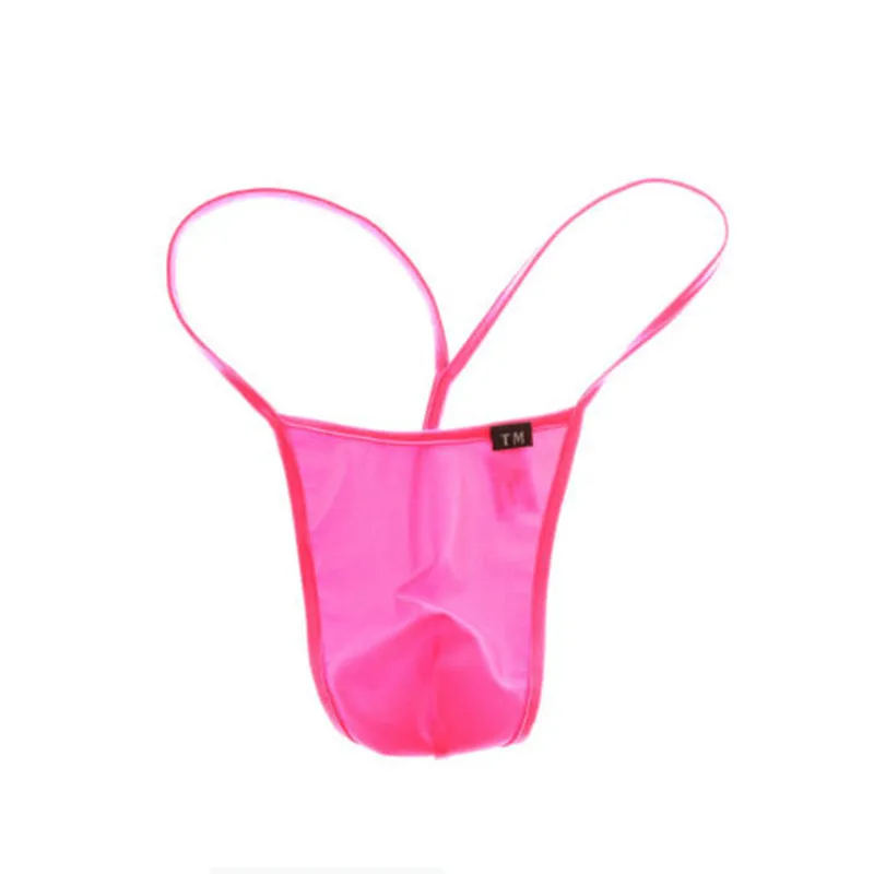 Men Low-Rise Single Thong Thin Nylon Underwear Sexy Silky Breathable T-Back Male Panties