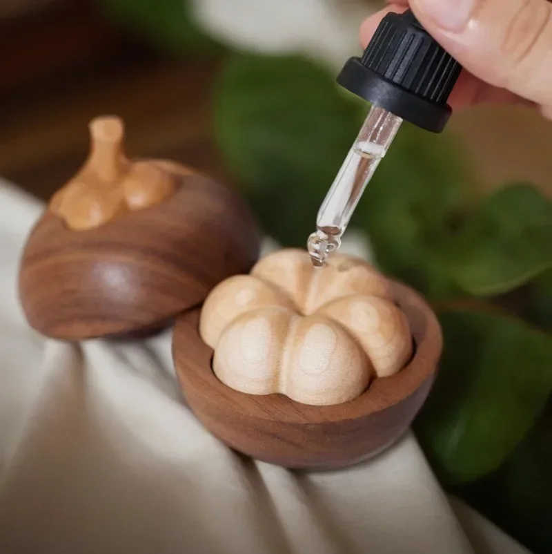 Essential Oil Diffuser Fragrance Wood Mangosteen Shape Wood Ball Creative Vehicle-mounted Black Walnut Aromatherapy Perfume Wood