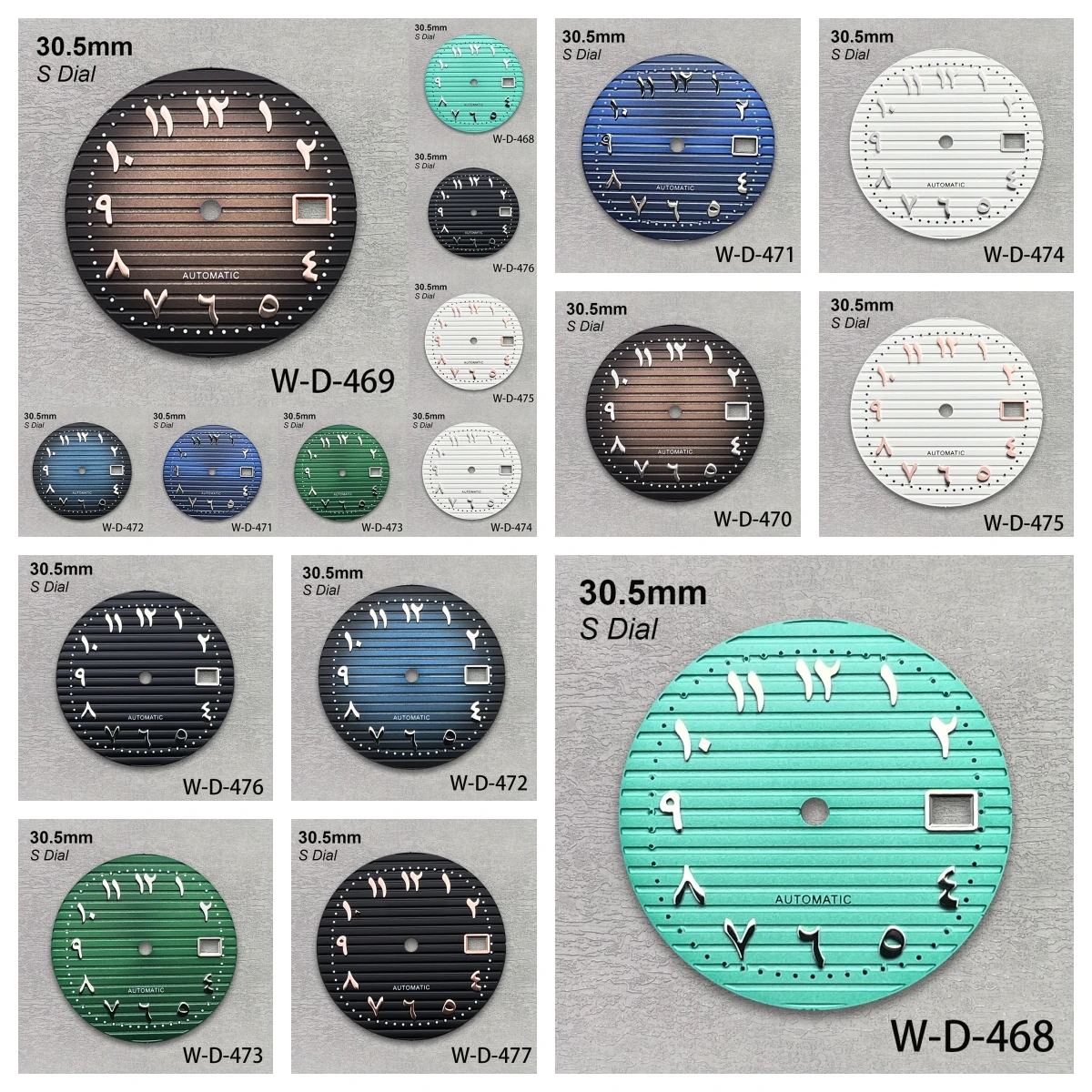 30.5mm S Logo Arab Dial Fit NH35/NH36/4R/7S Automatic Movement Stripe High Quality Dial Watch Modification Accessories