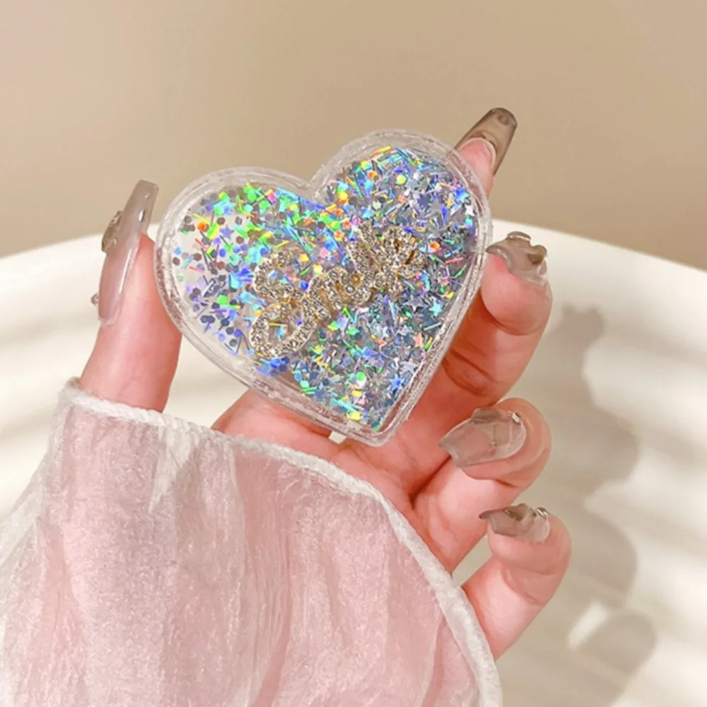 Luxury Sequins Rhinestone Phone Holder Expanding Socket Grip Stand For iPhone For Samsung Love Heart Universal Smart Tok