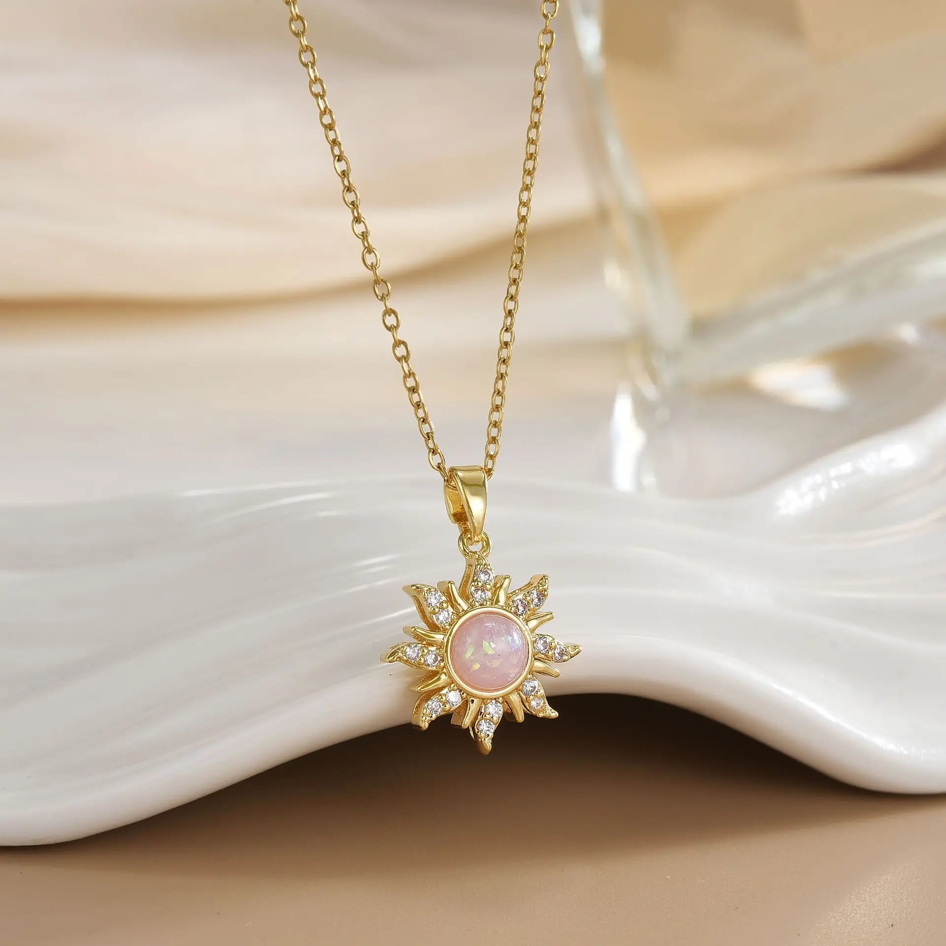 Collar Rapunzel Sun, Sol y Luna, Chapado en oro sobre cobre, Joyería de boda, Cadena de acero inoxidable, Regalo para ella, Gargantilla de princesa