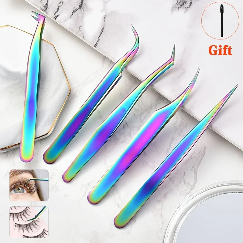 Beauty Makeup Curved Straight Stainless Steel Extension Tools False Eyelashes Eye Lashes Tweezer Clip Applicator
