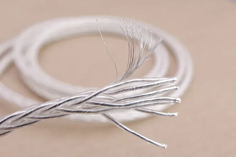 7N OCC 8 Croes banhado a prata 3,5 mm a 3,5 mm macho para macho cabo de áudio auxiliar para linha de fio de fone de ouvido montado na cabeça do carro