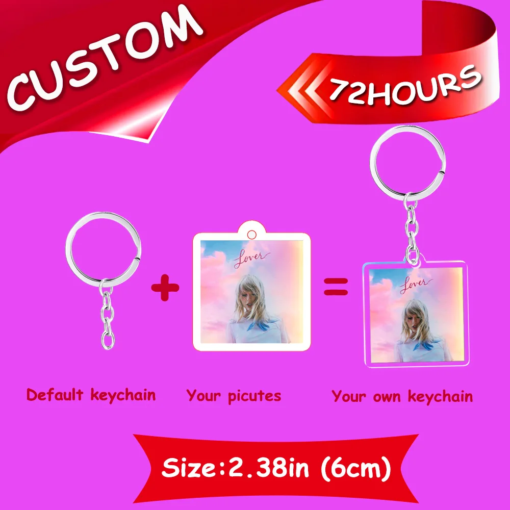 Custom Kpop Keychains Clear Acrylic Cartoon Photo Customized Anime Transparent Charm Personalized Key Rings For Funs Gift Merch
