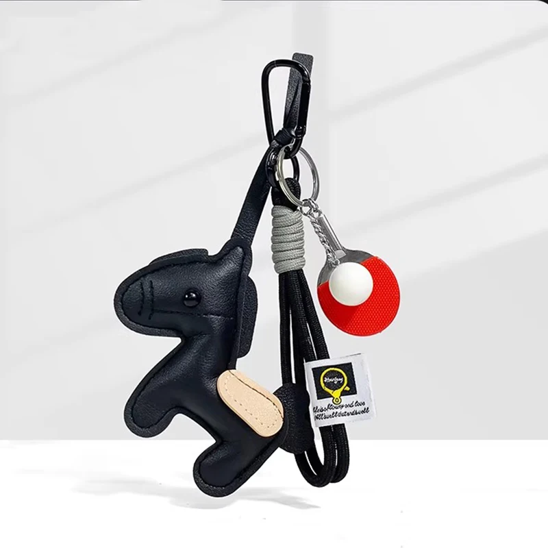 Pony-Schlüsselanhänger aus Leder, Rucksack-Charm, Auto-Schlüsselanhänger, Taschenanhänger für Tennis, Tischtennis, Badminton, Damen-Handtaschenanhänger