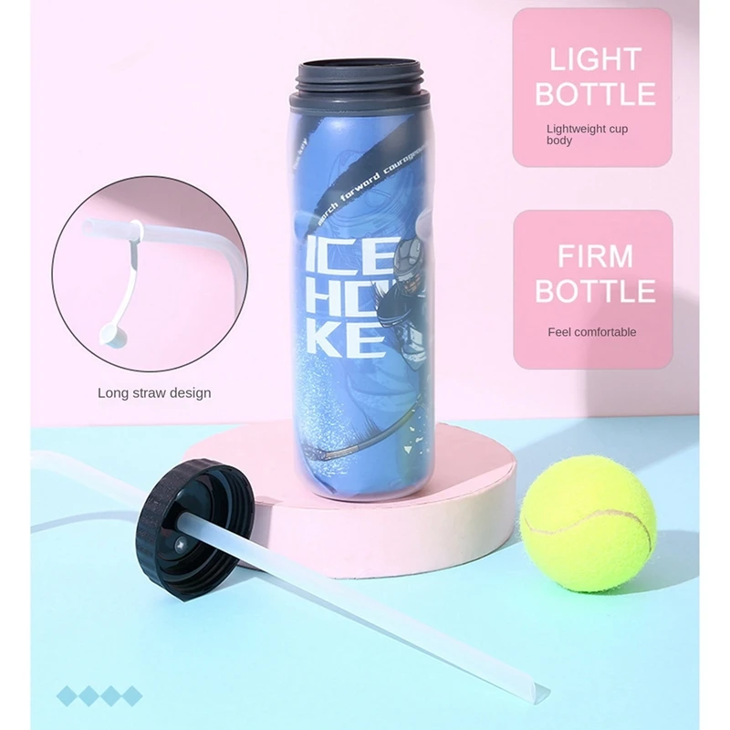 650ML Ice Hockey Water Bottle Portable Football Lacrosse Bottle Classic Extended Tip Design Sports Bottle