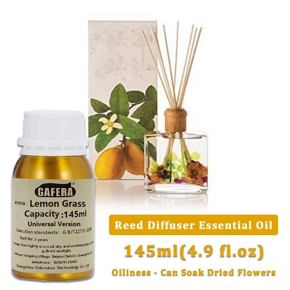 GAFERA 145ml (4.9 fl.oz) Aceite Esencial de Limoncillo/Cedro, Para Difusor de Varillas y Difusor de Aromaterapia sin Llama, Aceite Aromático de Recambio