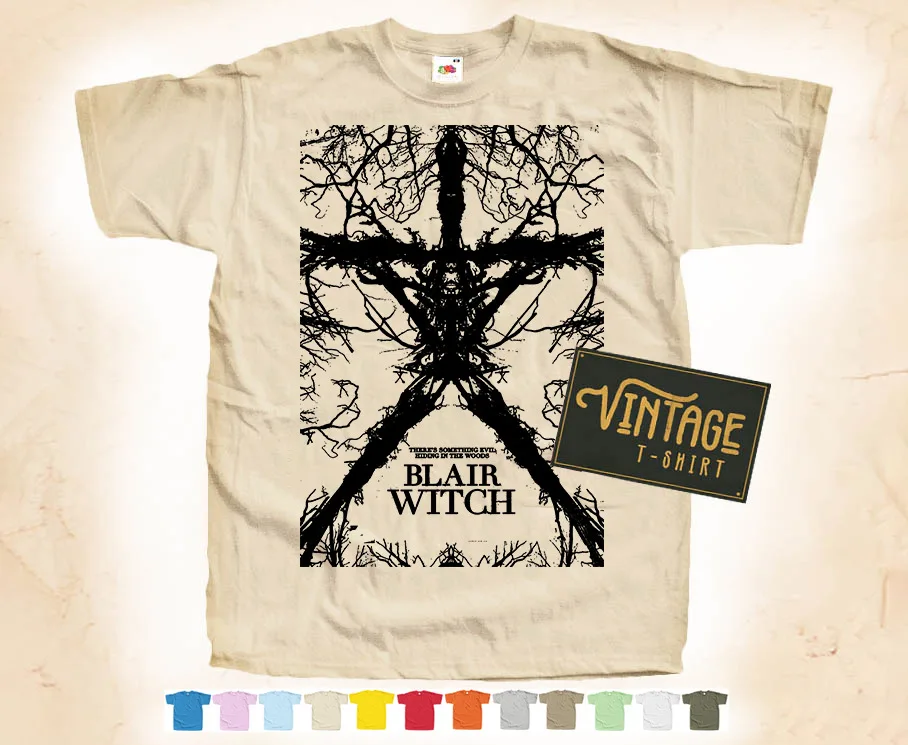 

BLACK Print: Blair Witch Project V2 T shirt Natural VINTAGE Poster Cotton S-5XL