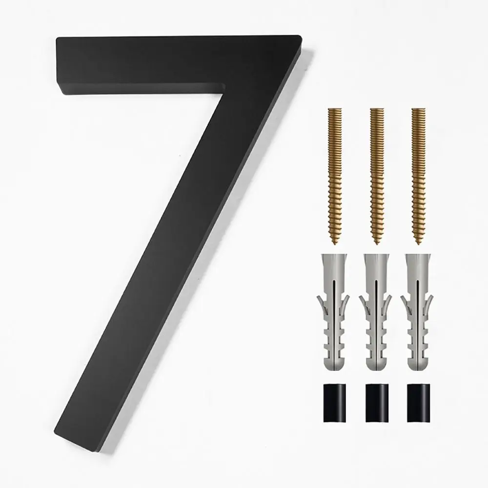 Black Address Plaque Mailbox Decor Number with Nail Kit Garden Door 6