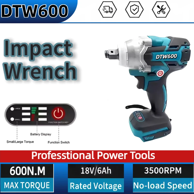 

Makita DTW600 1/2 Inch Brushless Screwdriver Rechargable Electric Screwdriver Cordless Wrench Vehicle Service Tool