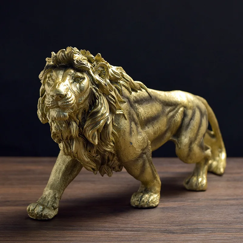 Muscular Strength Lion Statue Resin Craft Ornament Animal Sculpture Home Living Room Office Decoration