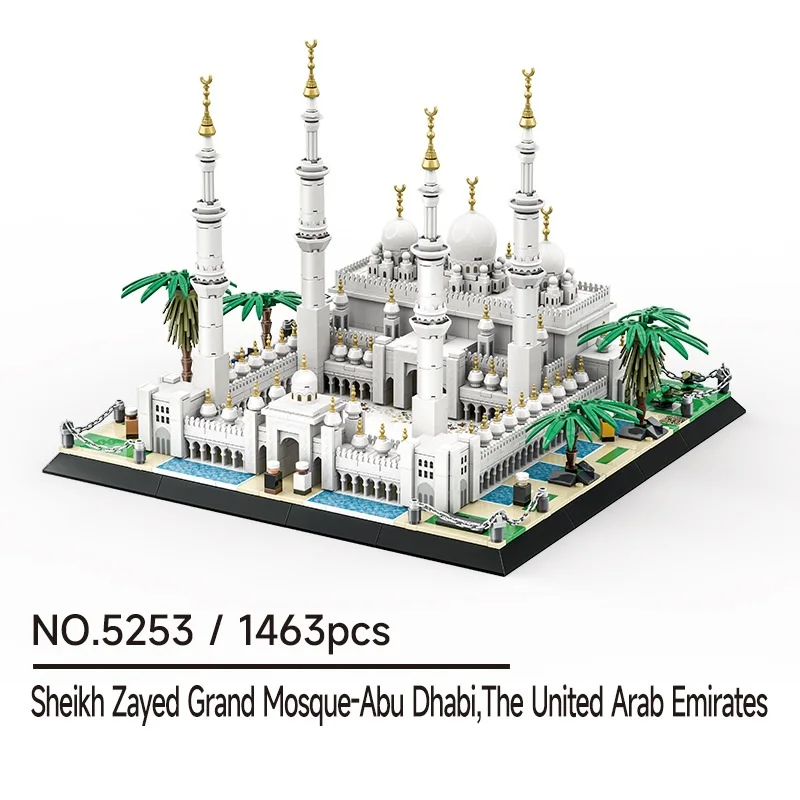1463 pçs sheikh zayed grande mesquita-bu dhabi blocos de construção arquitetura tijolos de construção brinquedo presente para adulto criança