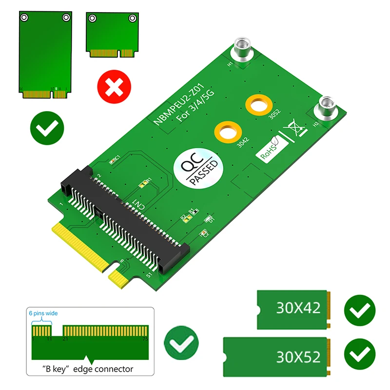 Адаптер M.2 Key B с интерфейсом Mini PCI Express, преобразователь переходной карты для 3G/4G/Φ модуля, поддержка полноразмерной мини-карты PCIE для ПК