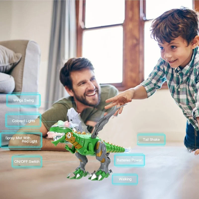 Mist Spraying Robot Dragon Toy Kids Walking Dinosaur Fire Breathing Water Spray With Lights And Sounds
