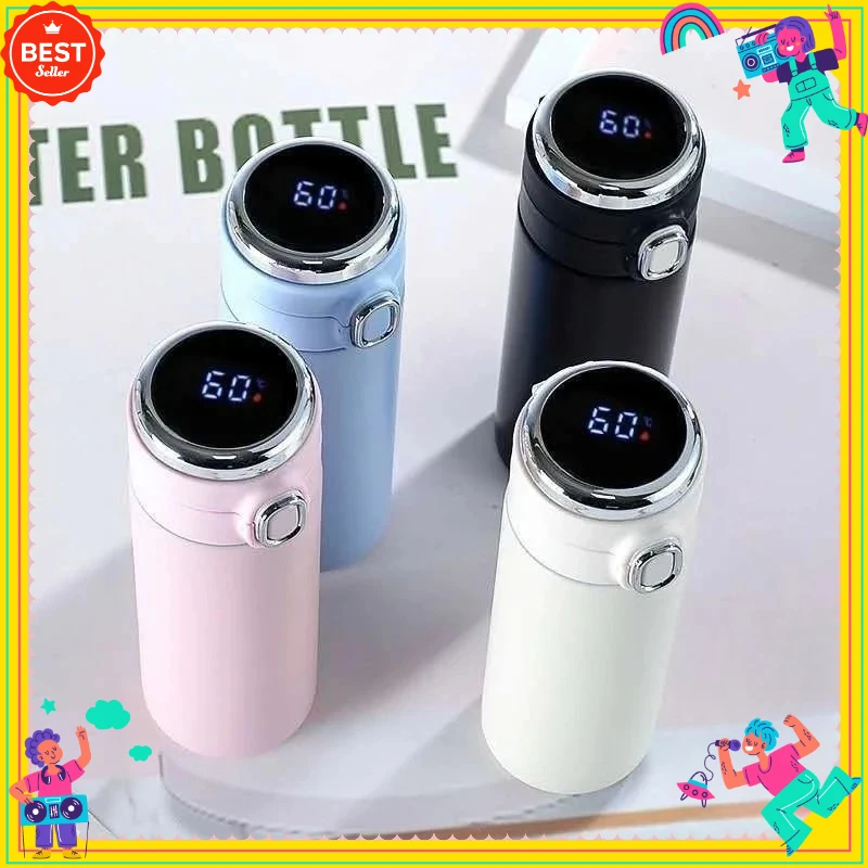 كوب معزول مفرغ مانع للتسرب سعة 420 مل مع شاشة عرض درجة الحرارة الرقمية الذكية، يحافظ على المشروبات الساخنة أو الباردة