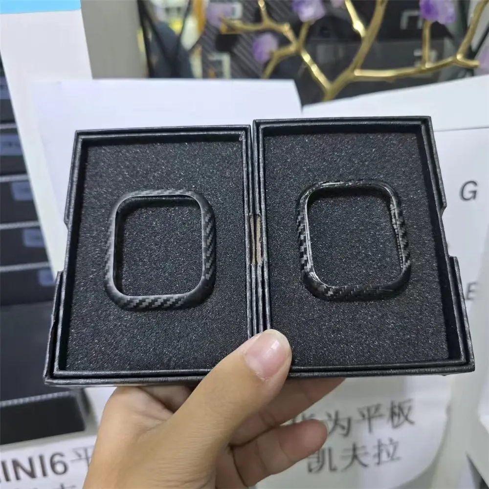 غطاء حماية صلب رفيع من ألياف الكربون الحقيقية لساعة أبل سيريز 10 42 ملم 46 ملم