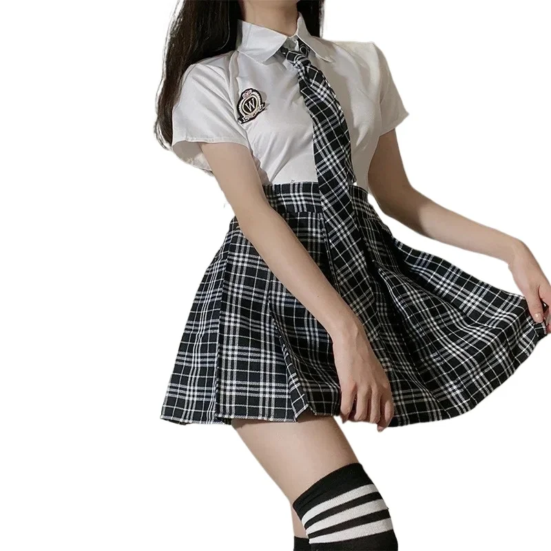 

Japanese JK Uniform Seduction School Student Role Play Costume Sexy Pleated Skirt Cos Plaid Cheerleading Lingerie for Women 2026
