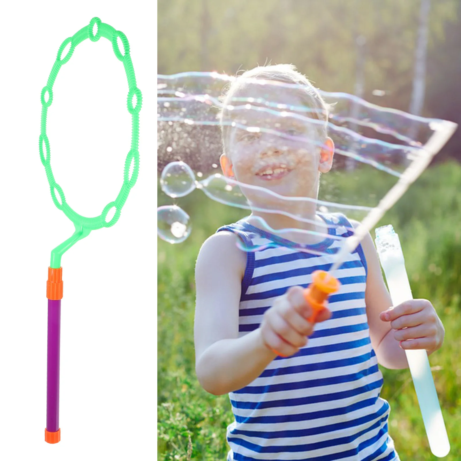 Long Detachable Handle Large Blowing Small Bubble Outdoor Play Blowing Bubble Tools Green